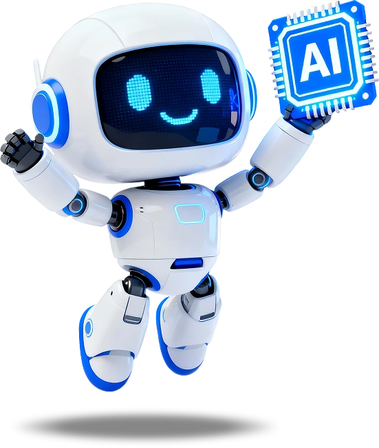 Futuristic AI robot representing artificial intelligence and blockchain synergy